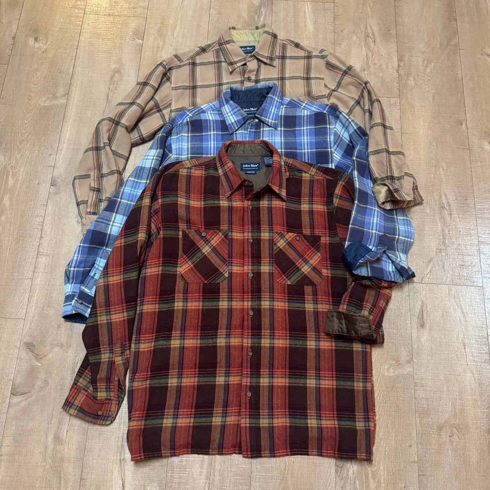 John Blair Flannel Shirt Bundle Size M Lot of 3- Vintage 90s Excellent Condition